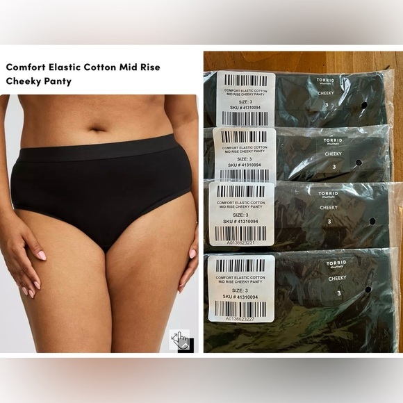 NWT Bundle of 4 Torrid Comfort Elastic Cotton Mid Rise Cheeky Panties - … - Picture 1 of 10